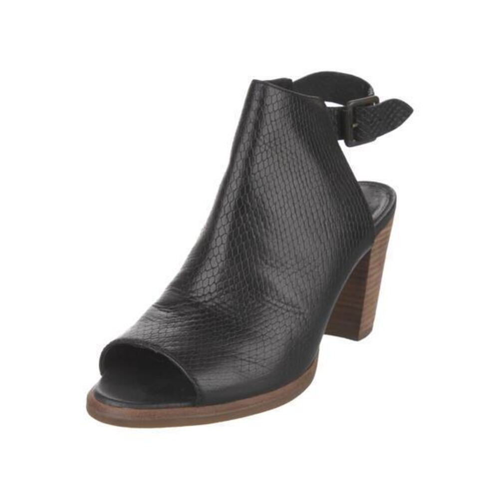 UGG AUSTRALIA Audrey Snakeskin Embossed Leather Peep Toe Block Heel - 8.5